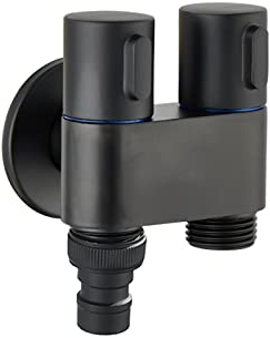 BiaoTeng rubinetto per lavatrice rubinetto doppio giardino ottone con rubinetto singolo freddo rubinetto giardino 1/2 ottone rubinetto da esterno doppio per balcone della cucina,nero B