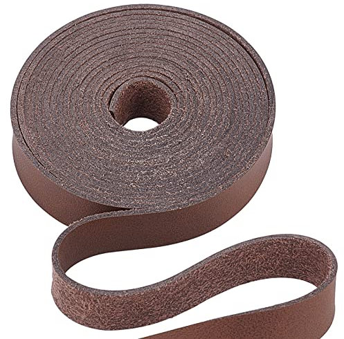 GORGECRAFT Dunkelbrauner Lederriemenstreifen 12.5mm Breit 200cm Lang Ledergürtelstreifen Umwickelt Einseitige Flachschnur Für Heimwerkerprojekte Kleidung Schmuck Verpackung
