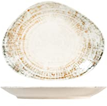 H&H Eris Piatto Ovale in Porcellana, 22cm, Design Moderno, Elegante, per servire le pietanze, Beige