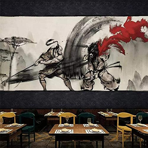 Papier Peint 3D Mural Guerrier Graffiti Créatif Photo Peintures Murales 3D Auto-Adhésif Stickers Muraux Effet Décoration Papier Peint Garçons Filles Pour Chambre Salon Amovible Affiche 400(L)x280(H)cm