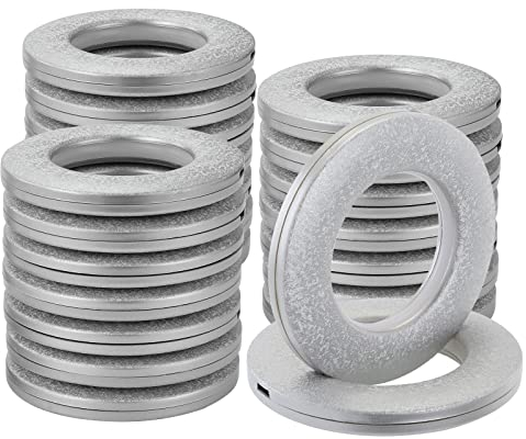 Kinsinder 32 Pcs Curtain Eyelet Rings Curtain Grommets Round Plastic Rings Clips Inner Diameter 40mm DIY Rings for Window Curtain (Silver)