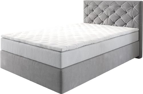 Boxspringbett Dream-Great Mikrofaser Grau 120x200 cm mit TFK Matratze
