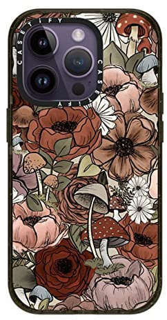 Casetify Impact Handyhülle für iPhone 14 Pro, kompatibel mit Magsafe – Forest Florals von KT's Canvases, glänzendes Schwarz