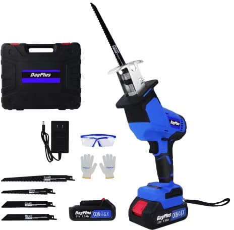 Brushless Reciprocating Saw 21V Hand Saw, Electric Saber Saw with Battery and Charger, Electric Saws to Cut Wood, 1900 RPM Scorpion Saw for Cutting Tree Plastic PVC, LED Work Light