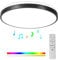 Horevo 24W Bluetooth Deckenleuchte mit Lautsprecher 30CM, Musik LED Deckenleuchte mit Schwarzer Lünette und Fernbedienung, Dimmbar RGB Farbwechsel für Kinderzimmer Badezimmer (Schwarz)