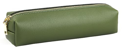 iSuperb Federmäppchen Leder Mäppchen Unisex Teenager Stiftetasche Stiftemappe Federtasche Pencil Case Schulmäppchen für Schule Büro Mädchen Damen Student Geschenk (Grün)