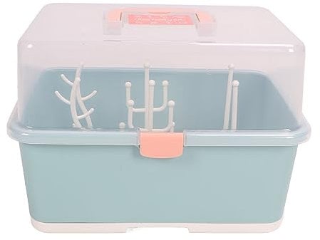 Babyflaschen-Wäscheständer, Aufbewahrungsbox, Organizer mit Staubschutzhülle für das Zuhause von Babys und Kleinkindern (Olivgrün)