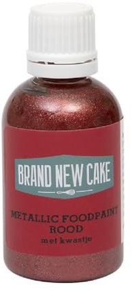 Peinture Alimentaire Métallique Rouge avec Pinceau 60g - Colorant Alimentaire Comestible - BrandNewCake®