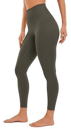 CRZ YOGA Butterluxe Damen High Waist Sport Leggings Blickdicht Yoga Leggins Sporthose Workout Gym Yogahose - 64cm Helles Armeegrün 42