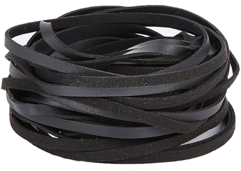 GORGECRAFT 10m Flaches Lederband 5mm Breit Litschi-Genarbtes Kunstleder-Besatzband Weiche PU-Lederstreifen Lederschnur Schnur Für DIY Gürtel Armband Schmuckherstellung Kissendekoration Schwarz