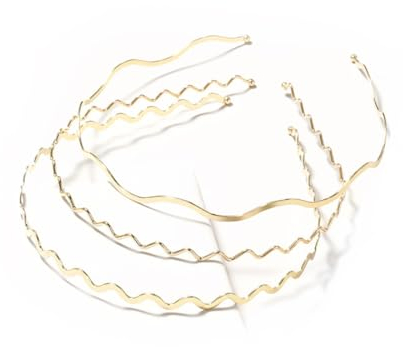 3 Stück Metall Haarband,Damen Welle Haarreifen Haarreif Stirnband,Rutschfestes Stirnbänder Kopfbedeckung Kopfschmuck Haarschmuck für Tägliches Tragen Outdoor Sports Yoga,Gemischtes Gold