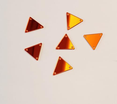 50 Stück orangefarbene Dreieck-Spiegelstücke, DIY verspiegelte Strasssteine für Kostüme, Abendkleider, Kleidung, Dekoration, Zubehör (Orange)