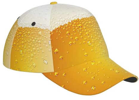 ZORIN Gebogene Baseballkappe, 3D-Wassertropfen auf Bier, gebogene Krempe, verstellbare Snapback-Kappen, Sport, Vater, Trucker, Hüte für Männer und Frauen, Schwarz, Schwarz , One size