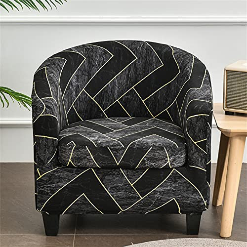 Morbuy Sesselbezug Stretch mit Armlehne, 2er Set Sessel Überzug Universal Sesselhussen Stretch Weich Sesselüberzug Elastisch Hussen für Clubsessel Cocktailsessel (Schwarz kariert)