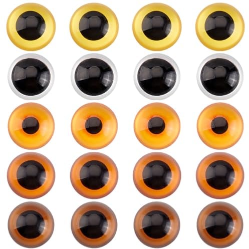 PH PandaHall 20PCS 30mm Eyes Glass Cabochon, 5 Colors Half Round Animal Eyes Dragon Owl Cat Animal Cameo Dome Tiles for DIY Craft Puppet Plush Animal Sculptures Handmade Jewellery Findings