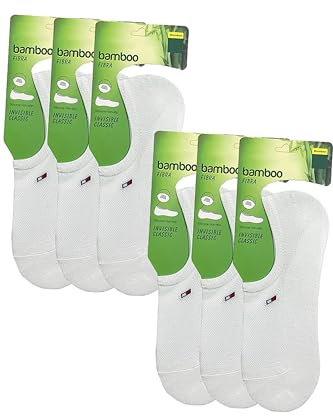 JOPHY & CO. Chaussettes unisexes en bambou pour hommes et femmes Unisex multi paires Invisible cod.0290 (FR/ES, Numérique, 40, 46, Taille normale, Taille normale, Blanc - 6 paires)