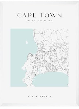 GP TONER Bilder Poster Kapstadt Poster Geometrische Stil Wanddekoration Moderne Wandkunst Poster Design DIN A4 21x29,7 cm weißer Rahmen