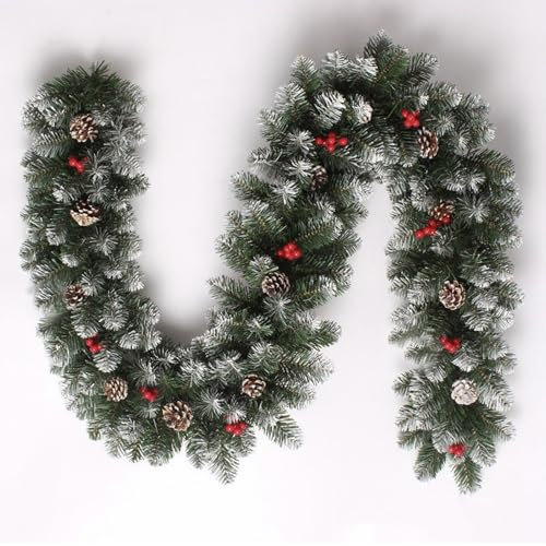 270cm Weihnachtsgirlande, mit Tannenzapfen & roten Beeren, für Mantel Weihnachtsdekorationen Innen Außen Urlaub Party Xmas Dekoration
