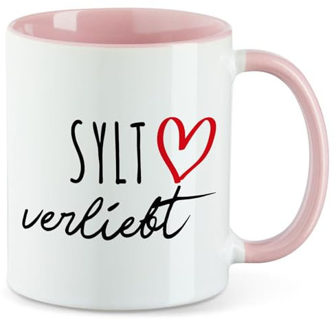 Huuraa Motivtasse Sylt verliebt Geschenk 330ml Rosa Sylt Souvenir