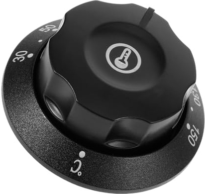 Drehknopf Thermostat aus Kunststoff in Schwarz für Fritteuse | Thermostatknopf für Herd und Backofen, Präzise Temperatursteuerung, Stabile Ausführung für Wassererhitzer