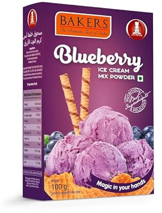 BAKERS Classic & Delightful Blueberry Ice Cream Powder, Easy to Make No Sugar Needed Perfect Dessert Mix - 100g (Pack Of 1)