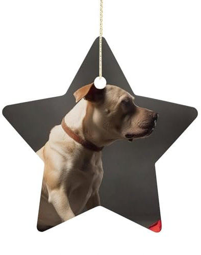 Weihnachtsschmuck Hund und Blumen Keramik Ornament Christbaumschmuck Krippe Stern Hängend für Weihnachtsbäume Hängende Porzellan Ornament für Weihnachtsdekoration