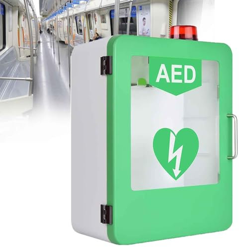 FBJAMZ AED-Defibrillator-Aufbewahrungsschrank, wandmontierter AED-Erste-Hilfe-Kasten mit Alarmsystem, geeignet für Büros und öffentliche Plätze