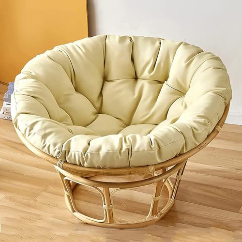 Papasansessel Kissen rund mit Polyrattan Hängesessel Design beige 130x130 cm