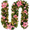 Zilimontt Weihnachtsgirlande, 2,7 m, Wasserdicht, Dekoration für Haustür & Kamin (Rosa)