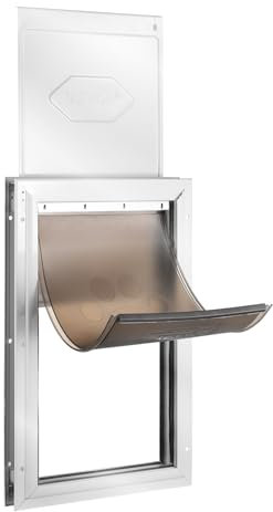 VEVOR Porta per Animali Domestici, Telaio in Alluminio 337 x 509 mm con Sistema di Serratura Sportello, Porta Resistente alle Intemperie per Animali Domestici per Gatti, Cagnolini, Bianco Taglia L