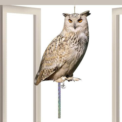 LearnLyrics Eulen-Köder zur Vogelabwehr - Wetterfeste Vogelabwehrgeräte mit reflektierendem Band,Acryl-Vogelabwehrgeräte mit reflektierendem Klebeband für Teich, Fenster, Bäume, Hof, Obstgärten, Haus