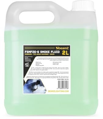 BeamZ FSMF2 Liquide de Machine à Fumée Densité Standard - 2 Litres, Fumée Longue Durée, Idéale pour les Petits DJs, vos Soirées à la Maison
