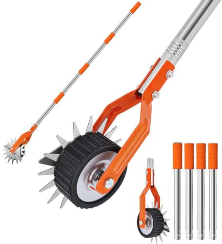Rasenkantenschneider mit Stiel, Kantenschneider Rasen auf Rollen, Kantenstecher Rasen mit Verstellbarer Grifflänge 140cm