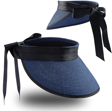 JJDreams Chapeau d'été Pliable Unisexe en Paille nœud Papillon Casquette à visière Écran de Protection Casquette de Baseball Écran de
