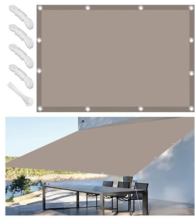 Vela Ombreggiante Rettangolare 4x6M Tenda da Sole per Esterno Vele Ombreggianti Impermeabile Telo Parasole con Fune Occhiellato Protezione UV Tenda Vela per Giardino Balcone Terrazza Cachi