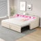Dolamaní Tagesbett 90/180x200 cm mit Ausziehbett Gleiche Höhe, Bett Ausziehbar zum Doppelbett, Schlafsofa mit LED-Licht und USB-Buchse für Erwachsene 2 Personen, Leinennn (Beige C)
