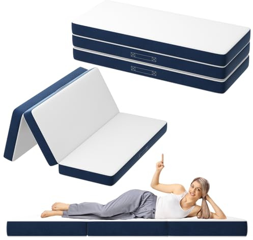 DEWINNER Klappmatratze 160x195x15 cm, Multifunktionale Gästematratze | 15 cm Schaumstoff, abnehmbarer maschinenwaschbarer Bezug, praktischer Tragegriff, ideal für Gäste und Reisen