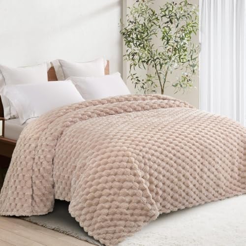 Whale Flotilla Couverture Polaire Jacquard 3D Plaid Canapé, 230x270 cm | Camel, Jeté pour Canapé et Lit Douillette et Légère, Couverture Exquise Douce et Chaude pour Toutes Les Saisons