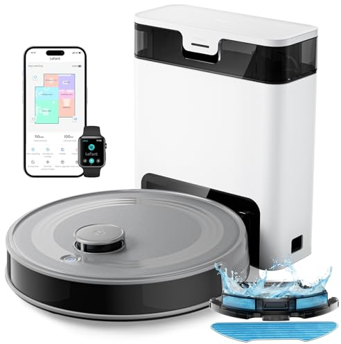 Lefant M2 Pro Staubsaugerroboter, 5500Pa Saugroboter mit Wischfunktion, Staubsauger Roboter mit LiDAR-Navigation Mapping, Saugroboter mit Vermeidung von Hindernissen PSD, für Tierhaare, Grau
