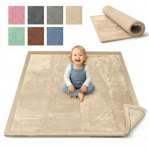 BabybeFun Krabbelmatte Baby - kuschelig weich - 3cm Dicke Spielmatte - schützt vor Stößen - Teppich Kinderzimmer 280x200cm - rutschfeste Schaumstoffmatte - Spielteppich Kinder - Krabbeldecke warm