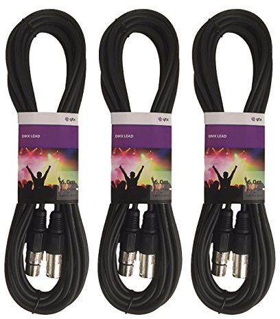 3 x QTX 6M DMX Lighting XLR Signal Cable Lead