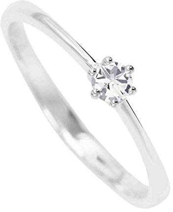 My Gold Damen Verlobungsring Zirkonia Gold 585 Echtes Weißgold (14 Karat) Gr. 60 Heiratsantrag Damenring Goldring Golden Love V0013882