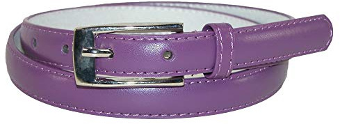 CTM Women's 19 mm Skinny Leather Dress Belt Silver Buckle, Large, Purple