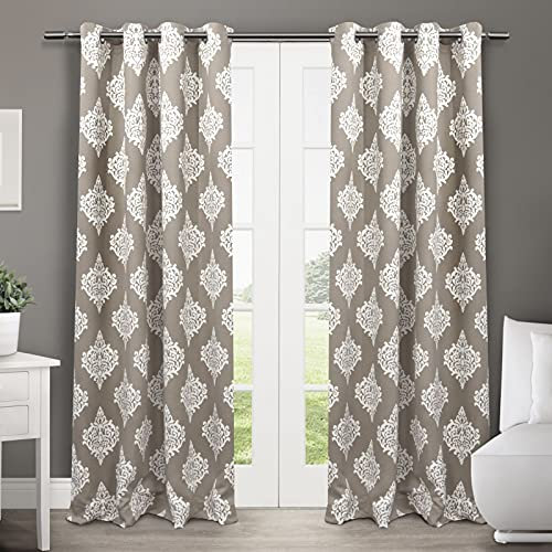 Exclusif Home Médaillon occultant Thermique Grommet Top fenêtre Panneau de Rideau Paire, Taupe, 52 x 108 cm