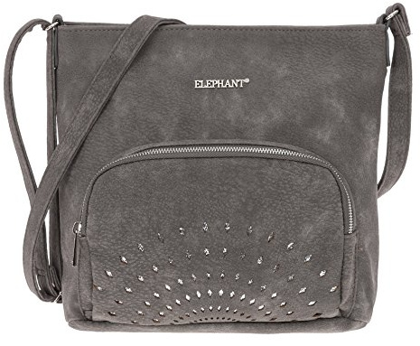 Elephant Handtasche GLAM SHINE Damentasche Tasche Umhängetasche Kunstleder 3272 (Grey (Grau)