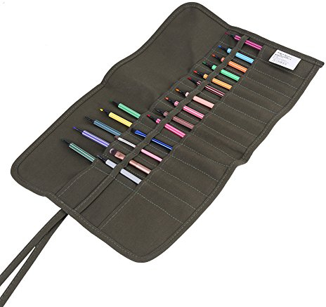 Hilitand Oil Brush Case Larger 30 Holes Roll Up Canvas Paint Brush Bag Artist Draw Pen Watercolor Oil Paint Brush Holder