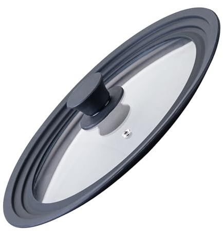 Fackelmann Coperchio Universale in Vetro Ø24–26–28 cm con Bordo in Silicone, Valvola Vapore e Pomello ergonomico Soft Touch – Coperchio per Pentole e Padelle
