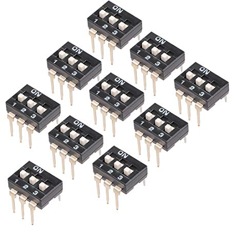sourcing map 10 Stück DIP-Schalter 1 2 3 Bits für Leiterplatte PCB Rastermaß 2,54mm schwarz