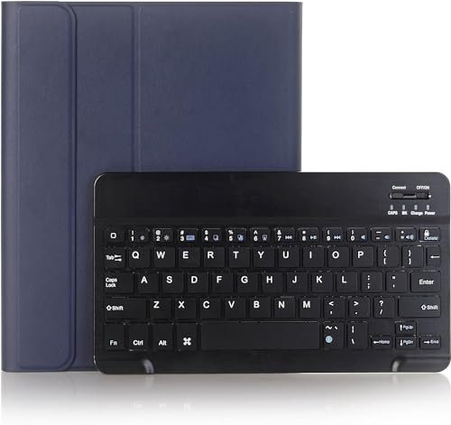Lrufodya Custodia per tastiera per iPad Mini 1 2 3 4/Mini 5 con tastiera wireless staccabile e portapenne, custodia sottile Smart Auto Sleep/Wake (blu)