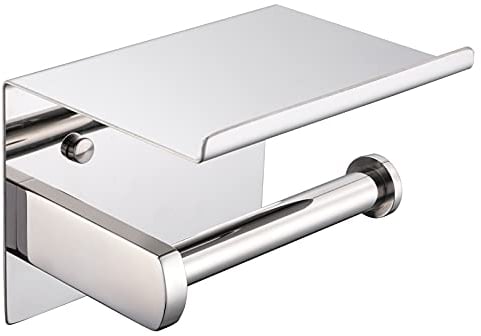 HomeHeng Porte-Rouleau, Acier Inoxydable SUS 304, Chrome Poli, Porte-Papier Hygiénique Moderne avec étagère de téléphone, Accessoire de Cuisine de Salle de Bain F928-03B